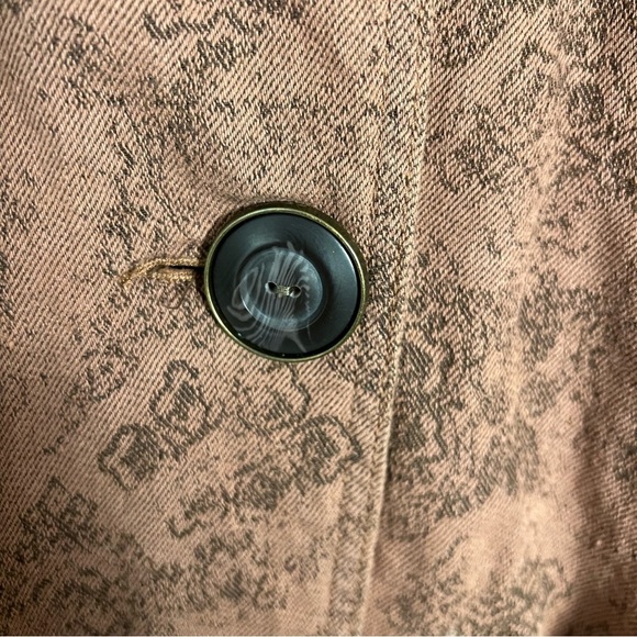 Free People Rusty Brown Boho Tapestry Print Victorian Button Down Coat Sz Small - Picture 6 of 14